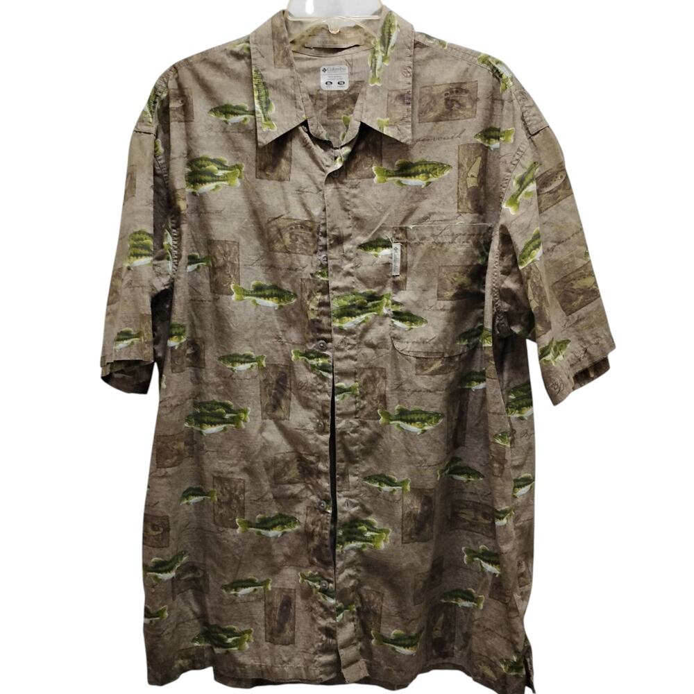 🐟🎣Columbia River Lodge 🚤Men’s XL Fishing Shirt | Button Up Short Sleeve Bass
